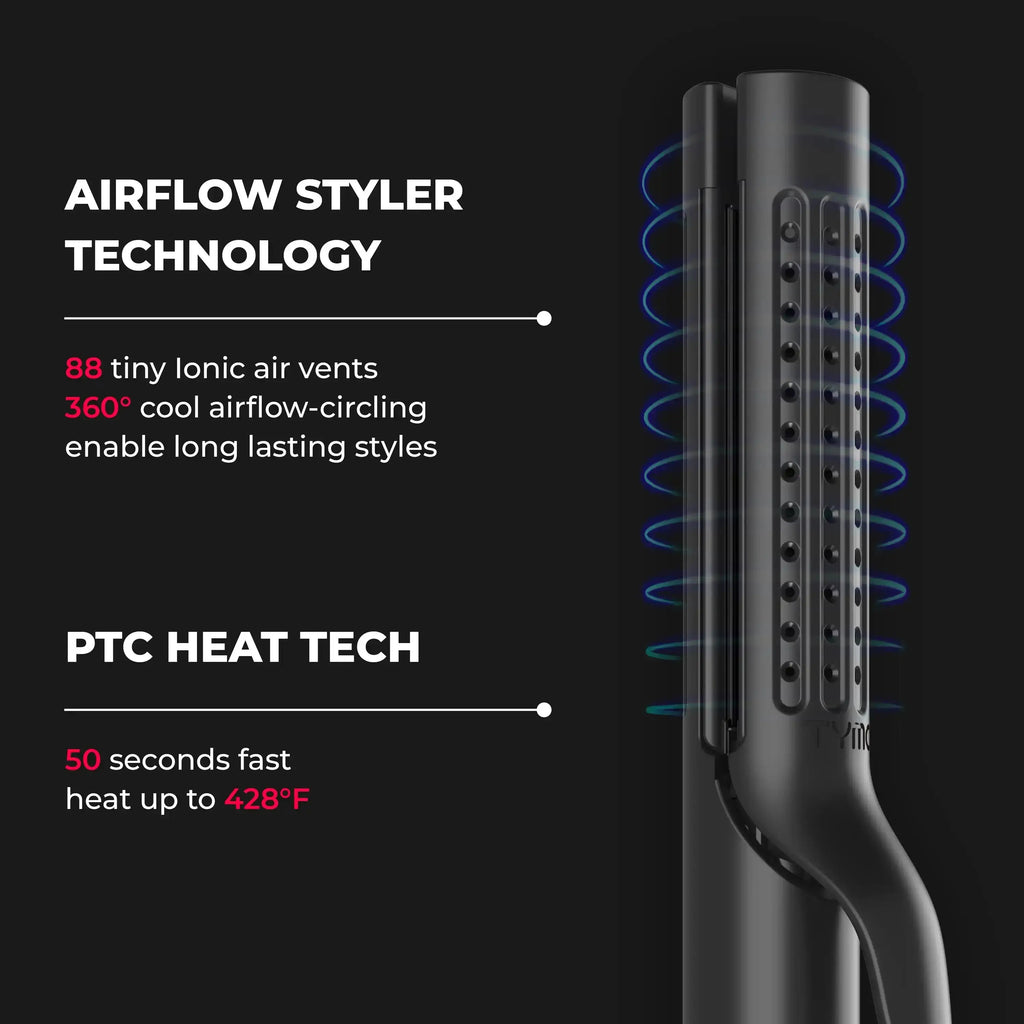Ceramic curling wand — TYMO AIRFLOW provides even heat and ionic finish