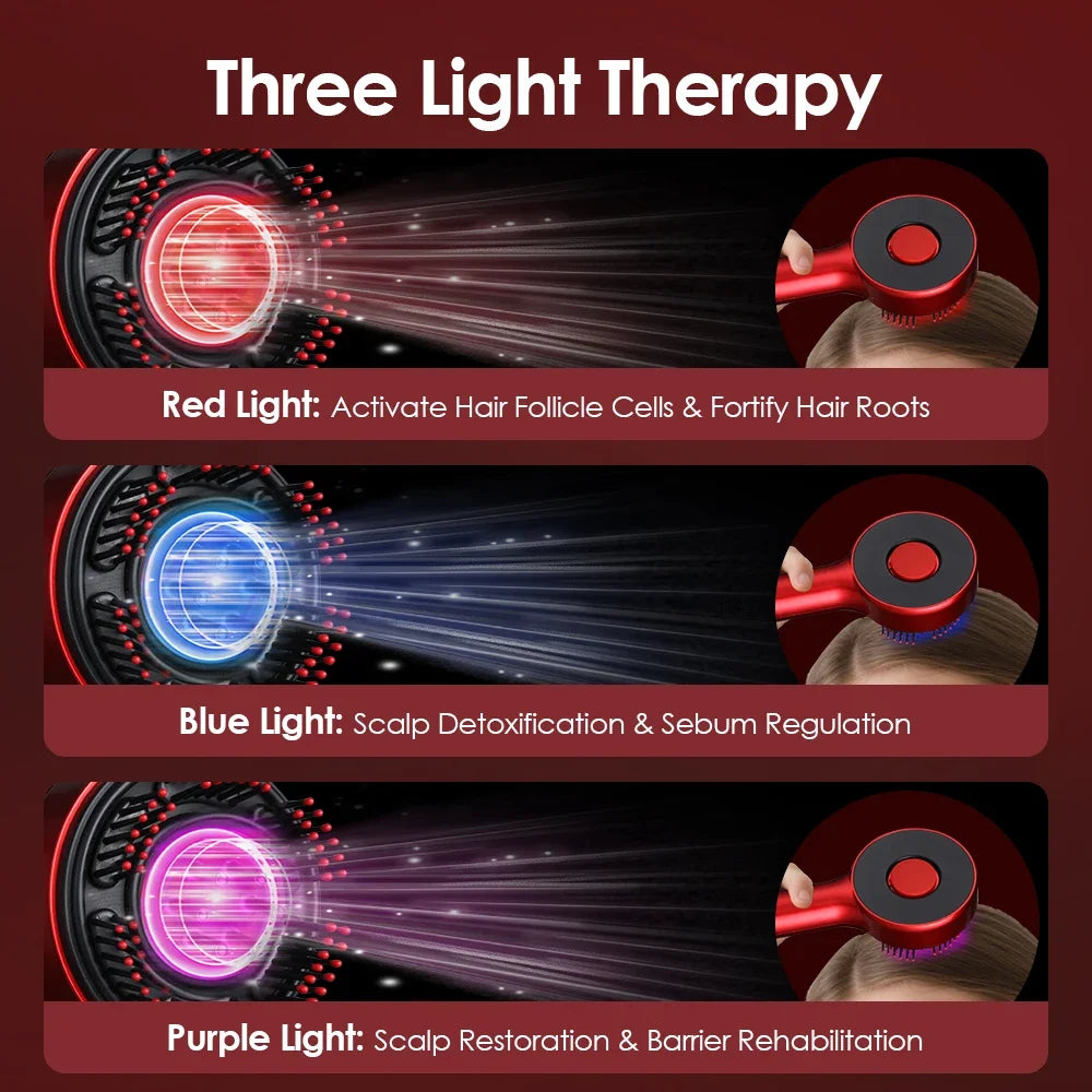 Brosse de massage électrique  LED pour la croissance/antichute des cheveux